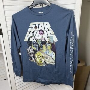 Star Wars Mad Engine Men's Blue Long Sleeve T-Shirt Sz Small Excellent Condition